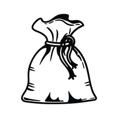 silhouette money bag icon on white background