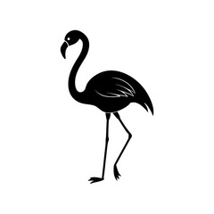 Fototapeta premium Flamingo Silhouette Standing On One Leg Minimal And Simple White Background Only