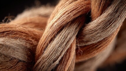 Fototapeta premium Close-up View of Twisted Natural Fiber Rope with Textured Detail