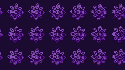 Seamless pattern of DNA double helix floral in a tile background animation. Repeating wallpaper with a genetic code flower cartoon and biology symbols. Life science mandala backdrop design. - Powered by Adobe