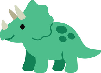 Friendly triceratops dinosaur in flat cartoon style for kids education and school learning. Perfect for prehistoric science, fossil history lessons, museum themes, and simple vector icon design. © 소희 김