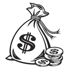 silhouette money bag icon on white background