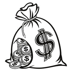 silhouette money bag icon on white background