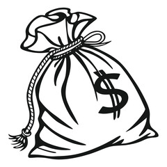 silhouette money bag icon on white background