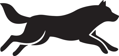 Fototapeta premium A sleek black silhouette of a running wolf in a dynamic pose