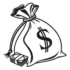 silhouette money bag icon on white background
