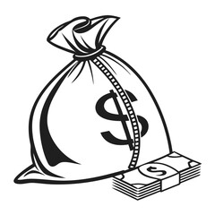 silhouette money bag icon on white background
