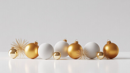 Ornament collection with gold and white christmas baubles