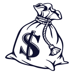 silhouette money bag icon on white background