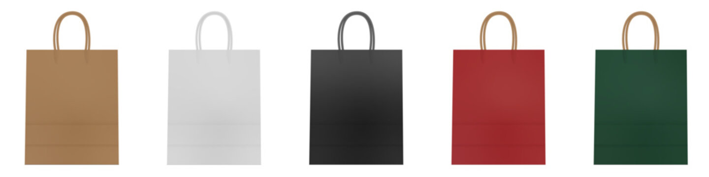 collection of paper bag mockup with different colors. vector illustration