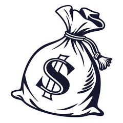 silhouette money bag icon on white background