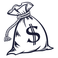 silhouette money bag icon on white background