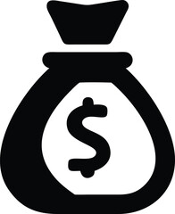 silhouette money bag icon on white background