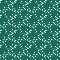 Botanical vector illustration of painted small floral template and outline drawing elements. Rustic vintage green leaves and pink hand sketched flowers seamless pattern on white background.