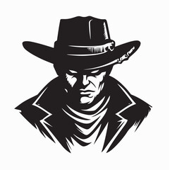 Cowboy Silhouette Vector Western Profile with Hat Image Vector