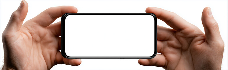 Hands Holding Blank Smartphone Isolated