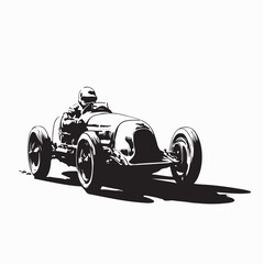 Vintage Race Car Driver Silhouette image vector on white background