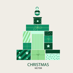 Merry Christmas brochure cover set in flat design. Poster templates with Christmas decor, holiday, socks and santa. Vector.