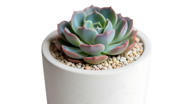 Trendy succulent in a modern pot, perfect for adding a touch of nature to your home or office decor, symbolizing growth and resilience with a calming, zen vibe