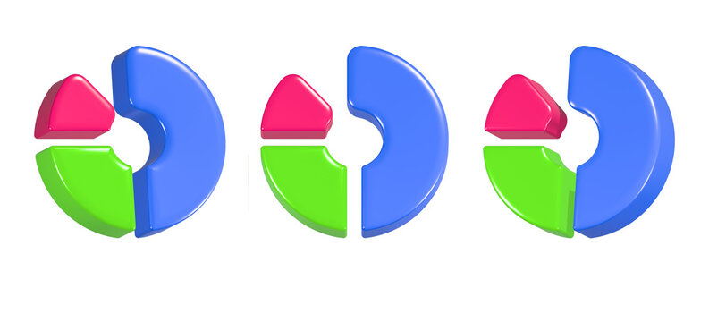 colorful pie chart 3d rendering icon