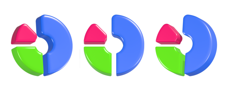 colorful pie chart 3d rendering icon
