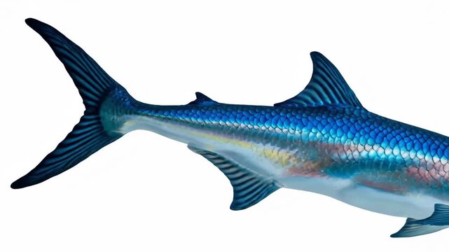 Close-Up of A Vibrant Blue Marlin Fish, with White Background