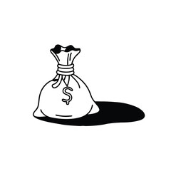 silhouette money bag icon on white background