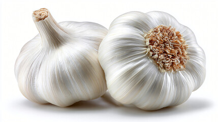 Whole white garlic bulbs, Fresh garlic heads collection