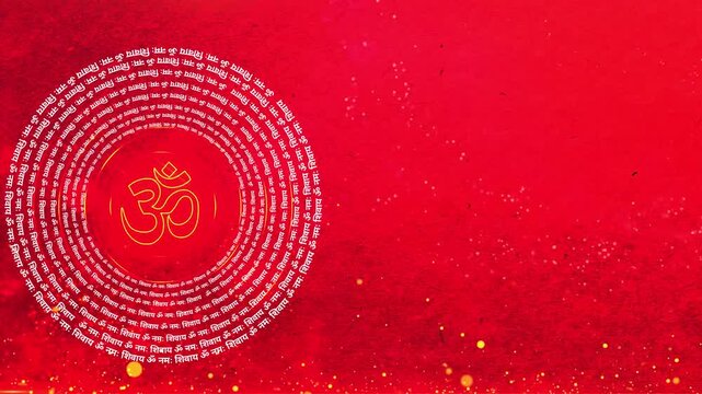 Rotating Om Namah Shivaye Text on Hinduism Background