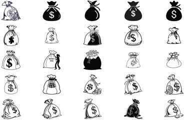 silhouette money bag icon on white background