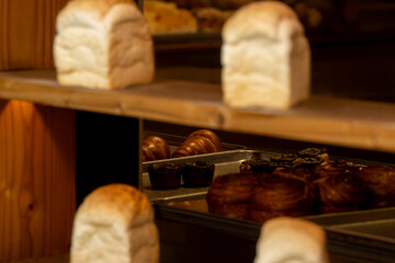 Artisanal Bakery Interior with Fresh Bread and Pastries