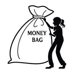 silhouette money bag icon on white background