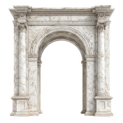 Naklejka premium White marble classical archway with ornate corinthian columns and decorative cornice.