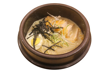 Authentic Japanese Creamy Tonkotsu Ramen Noodle Soup with Egg and Chicken