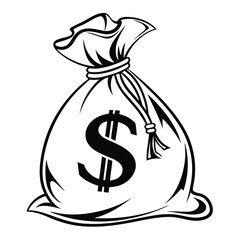silhouette money bag icon on white background