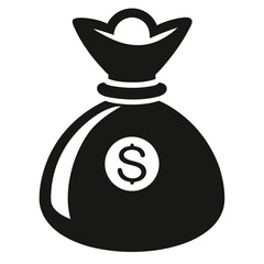 silhouette money bag icon on white background