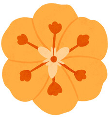Isolated orange flower illustration. Cute floral doodle for invitation, pattern, journaling, planner, greeting card, and decorative projects