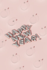  Scattered baubles with New Year text on pink