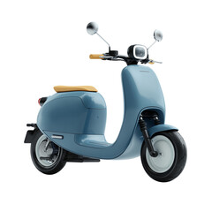 Modern light blue electric scooter isolated for sustainable urban mobility concept.