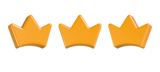 3d rendering icon crown in gold color