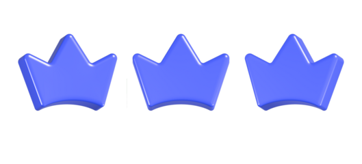 3d rendering icon crown in blue color