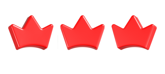 3d rendering icon crown in red color