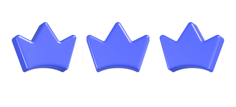 3d rendering icon crown in blue color