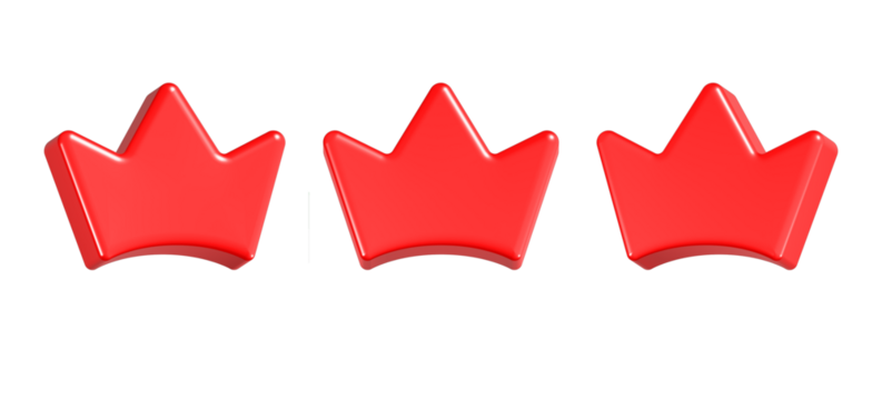 3d rendering icon crown in red color - Powered by Adobe