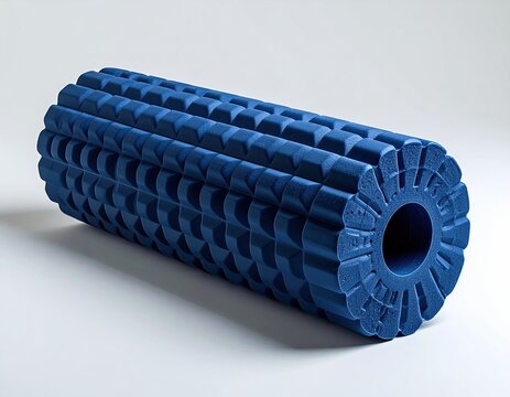 Textured blue foam roller for muscle recovery