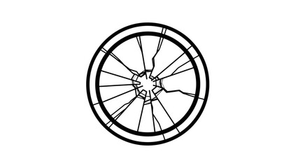 Obraz premium Line drawing of a bicycle wheel with spokes and rim on a white background.