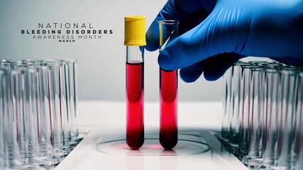 National Bleeding Disorders awareness month. Raising Awareness, Saving Lives, blood test concept video.