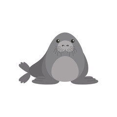 A stylized illustration of a walrus head with prominent tusks and a black and gold color scheme.