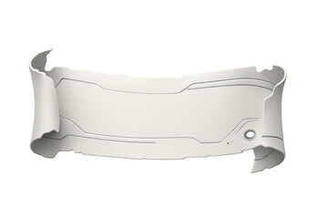 Futuristic blank scroll banner with metallic details, cyber technology ribbon for game ui elements and graphic design, transparent background