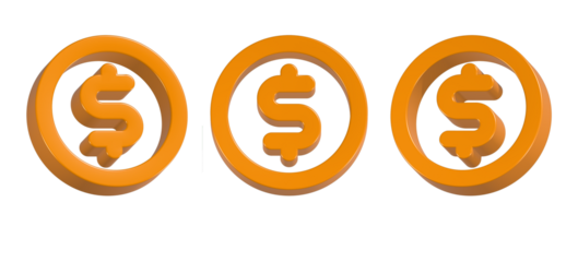 3d rendering icon dollar in gold color